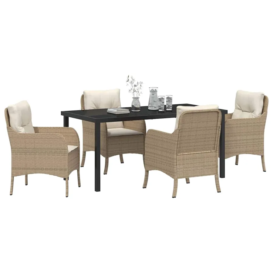 Ensemble de salle à manger pour jardin 5 pcs Beige polyrotin - 3