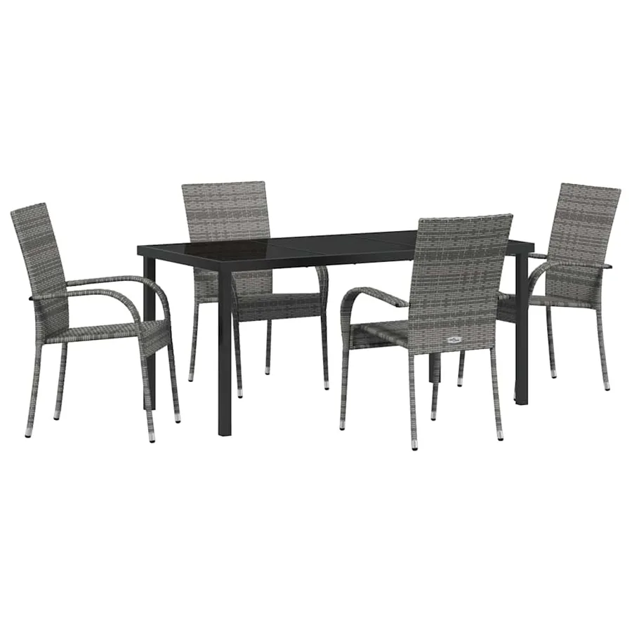 Ensemble de salle à manger pour jardin 5 pcs Gris - 2