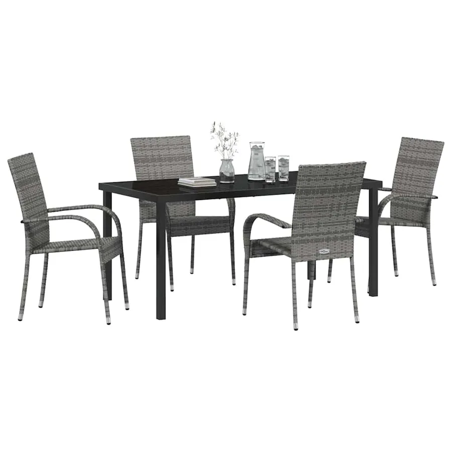 Ensemble de salle à manger pour jardin 5 pcs Gris - 3