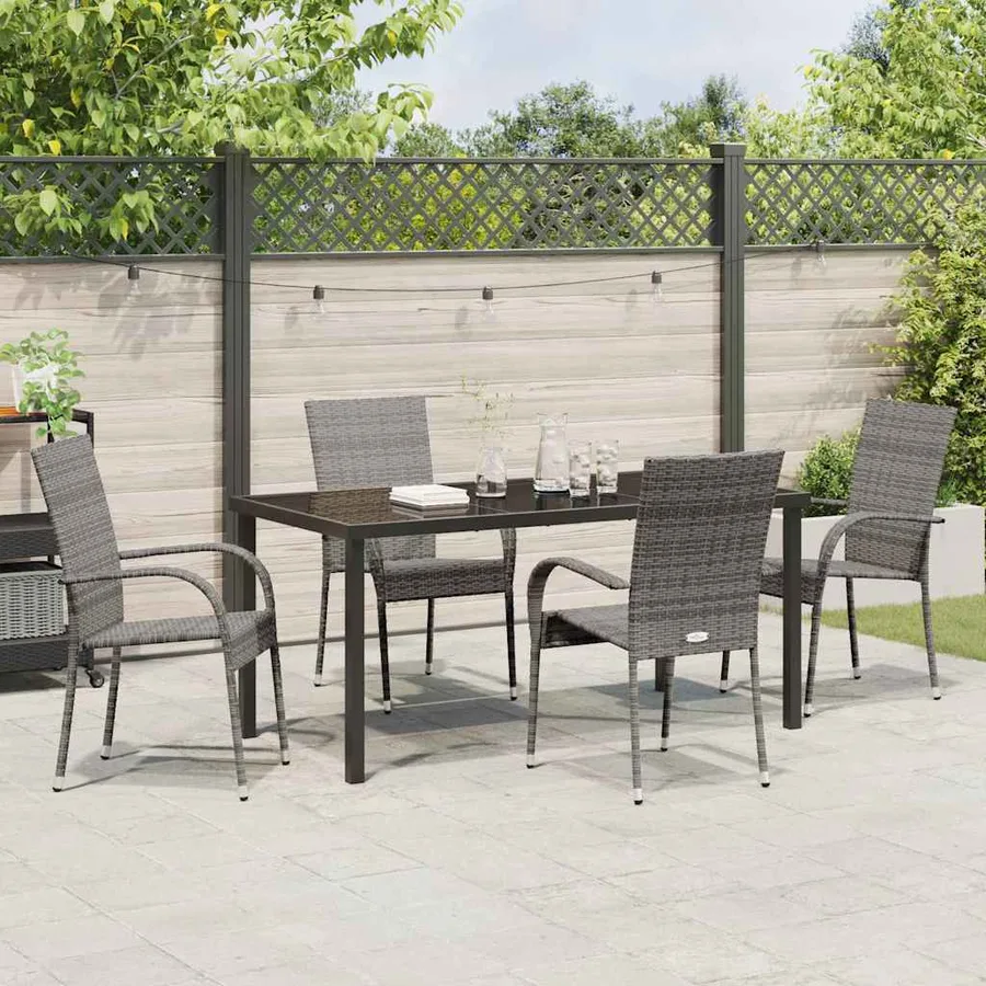 Ensemble de salle à manger pour jardin 5 pcs Gris - 4
