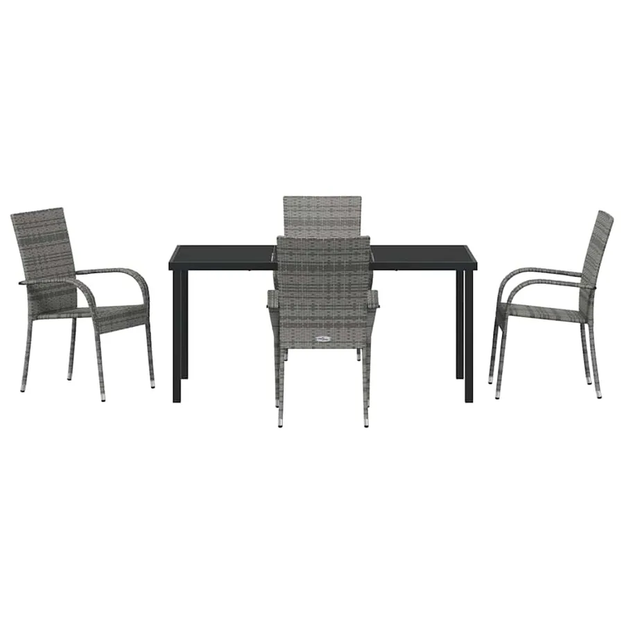 Ensemble de salle à manger pour jardin 5 pcs Gris - 7