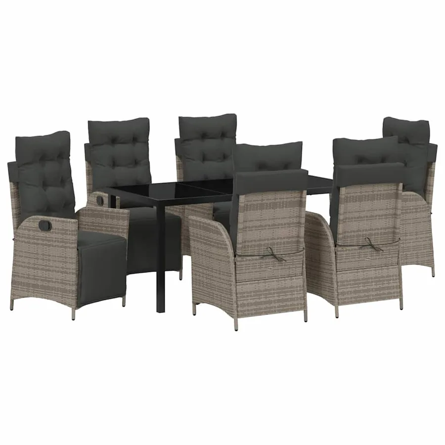 Ensemble de salle à manger pour jardin 7 pcs Gris polyrotin - 2