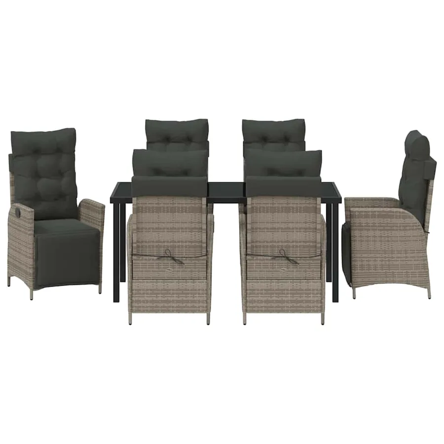 Ensemble de salle à manger pour jardin 7 pcs Gris polyrotin - 7