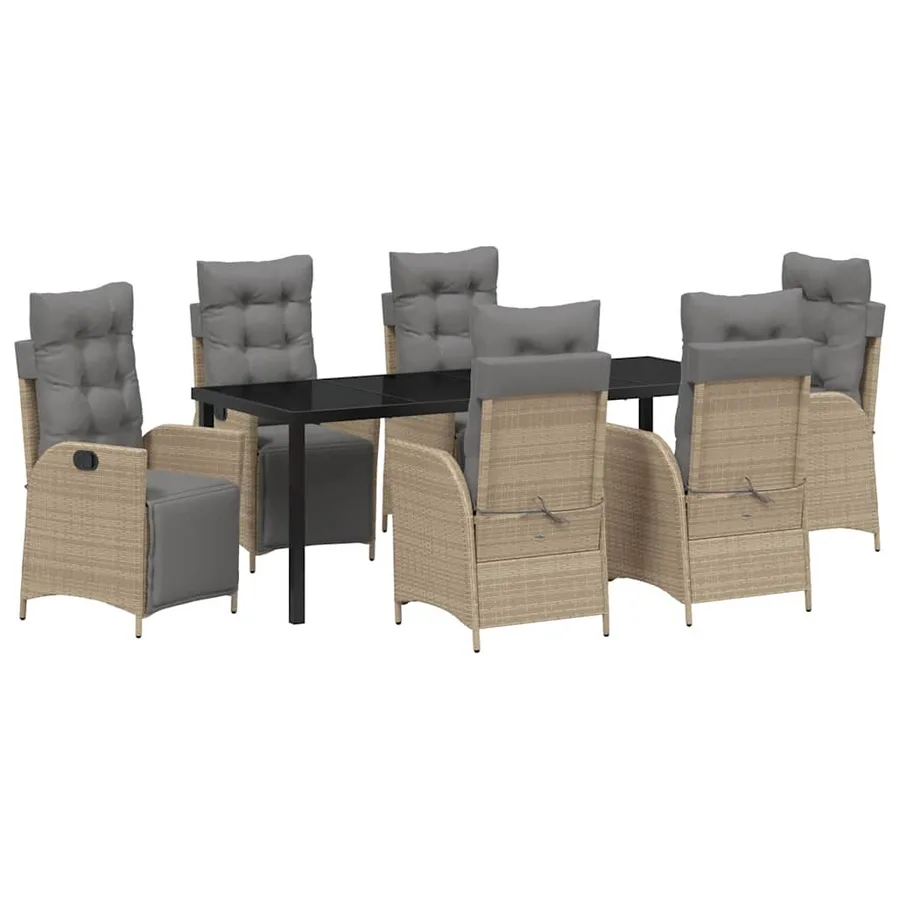 Ensemble de salle à manger pour jardin 7 pcs Beige polyrotin - 2