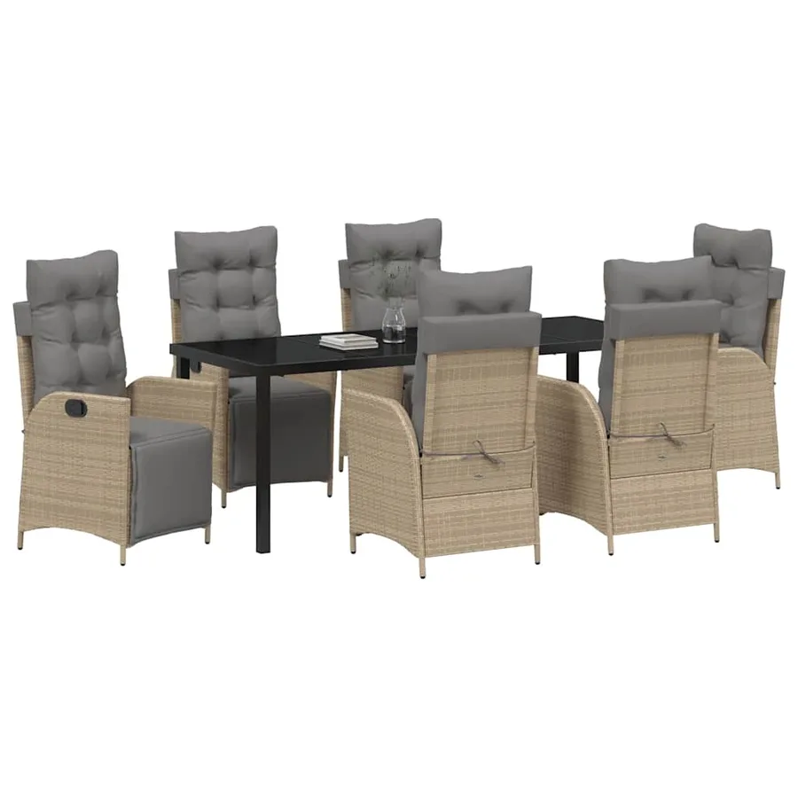 Ensemble de salle à manger pour jardin 7 pcs Beige polyrotin - 3