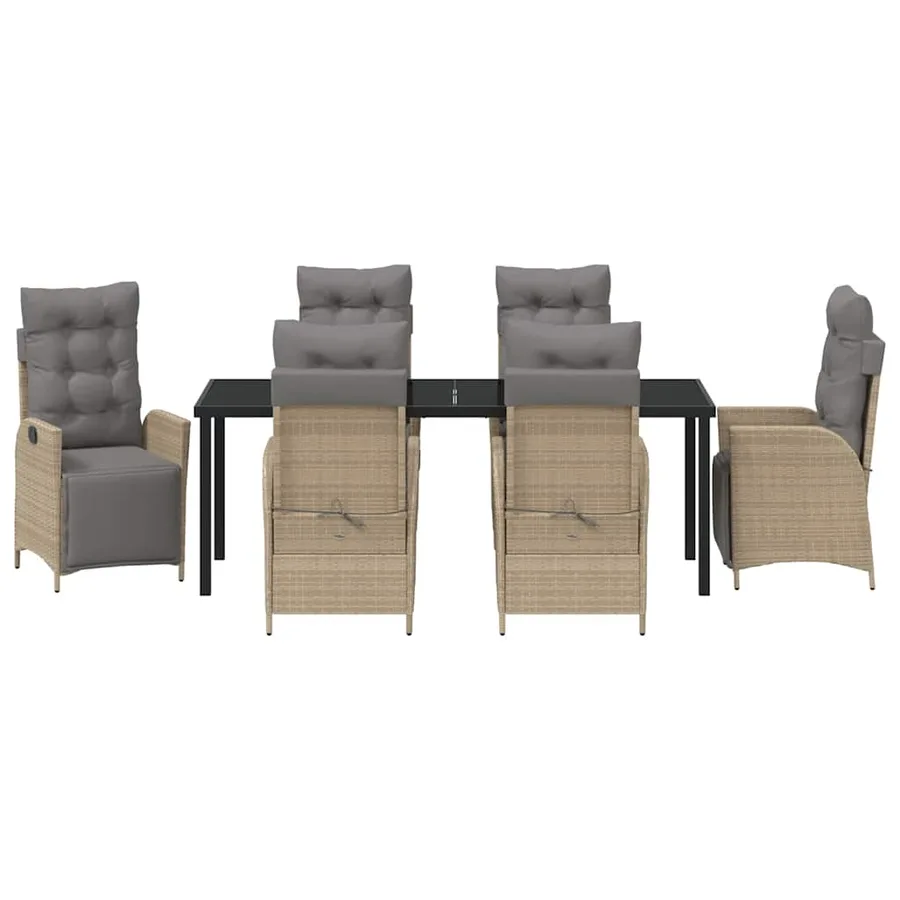 Ensemble de salle à manger pour jardin 7 pcs Beige polyrotin - 7