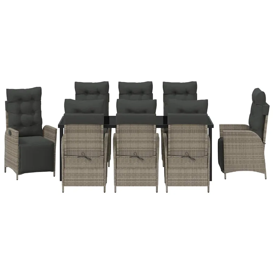 Ensemble de salle à manger pour jardin 9 pcs Gris polyrotin - 7
