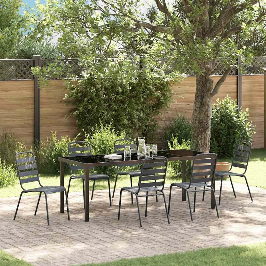 Ensemble de salle à manger pour jardin 7 pcs Anthracite