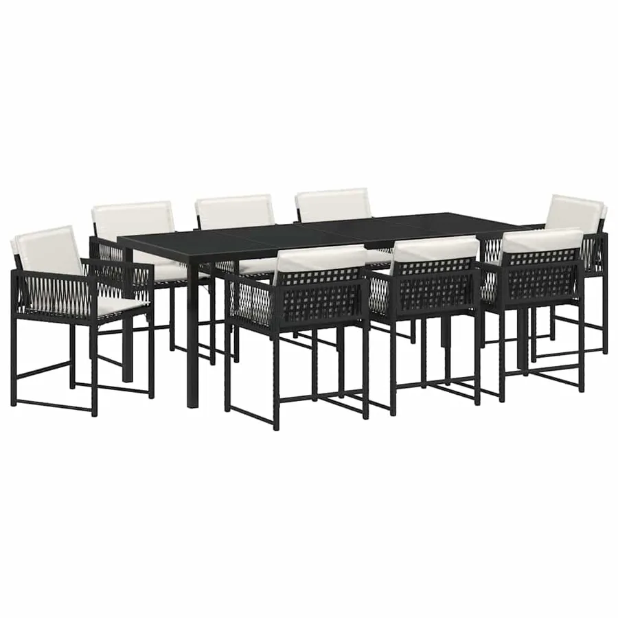 Ensemble de salle à manger pour jardin 9 pcs Noir polyrotin - 2