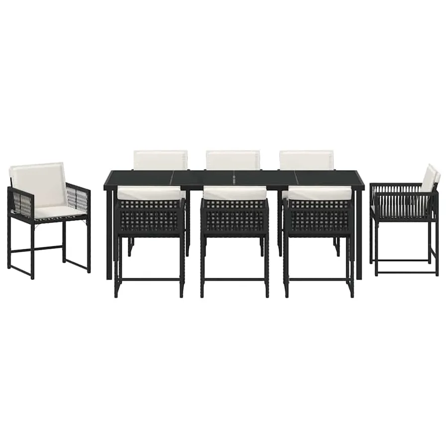 Ensemble de salle à manger pour jardin 9 pcs Noir polyrotin - 7