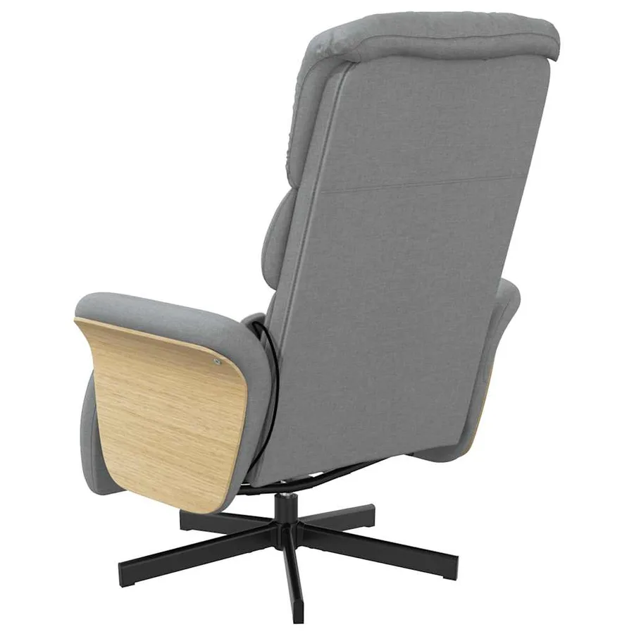 Fauteuil inclinable de massage et repose-pieds gris clair tissu - 6