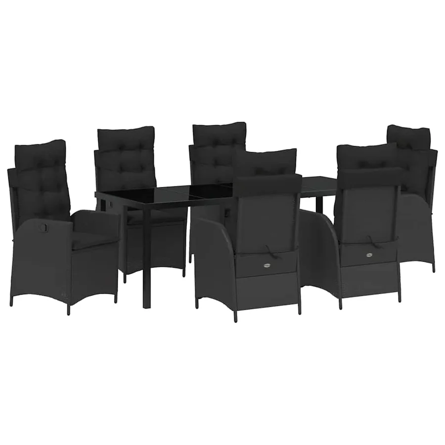 Ensemble de salle à manger pour jardin 7 pcs Noir polyrotin - 2