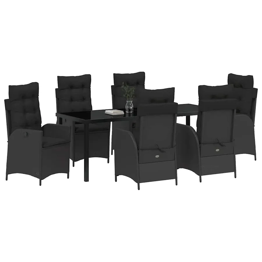 Ensemble de salle à manger pour jardin 7 pcs Noir polyrotin - 3