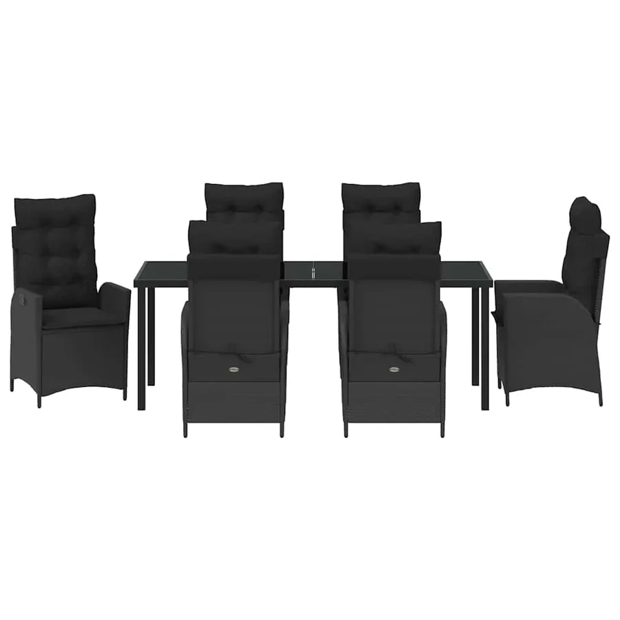 Ensemble de salle à manger pour jardin 7 pcs Noir polyrotin - 7