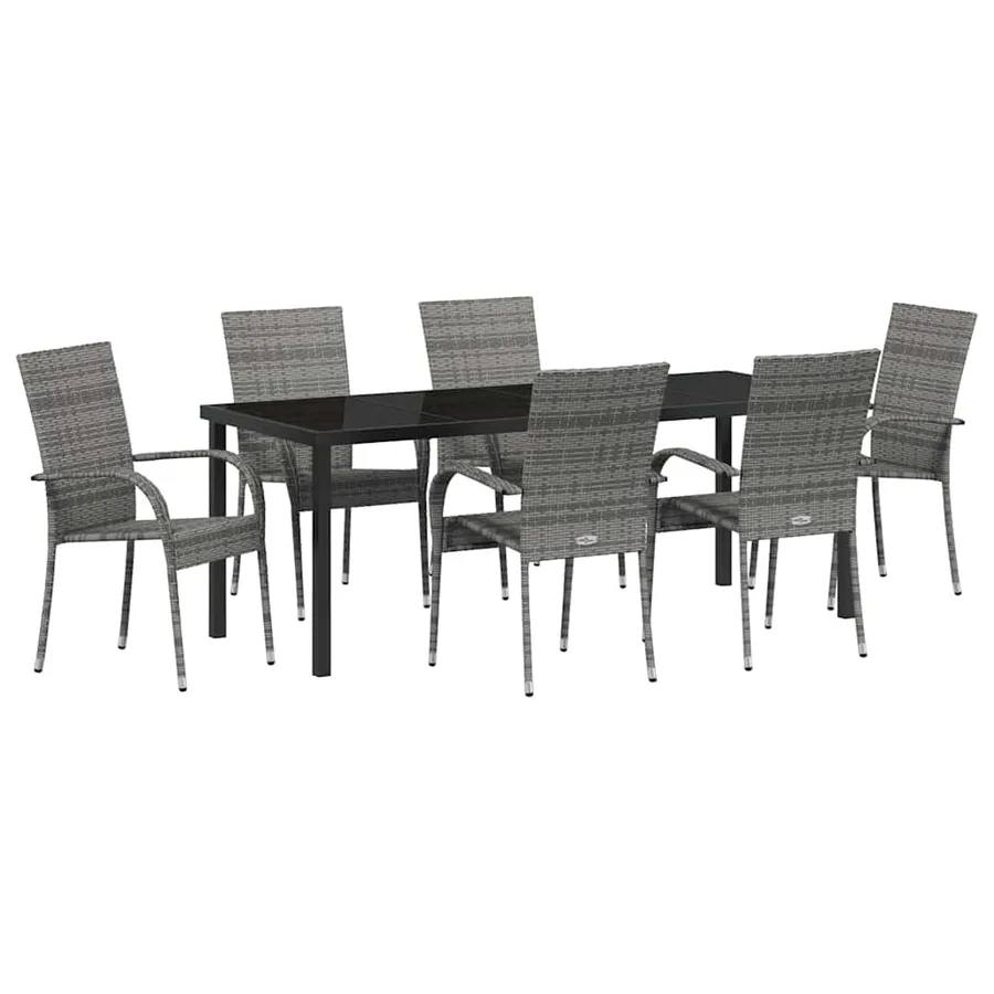 Ensemble de salle à manger pour jardin 7 pcs Gris - 2