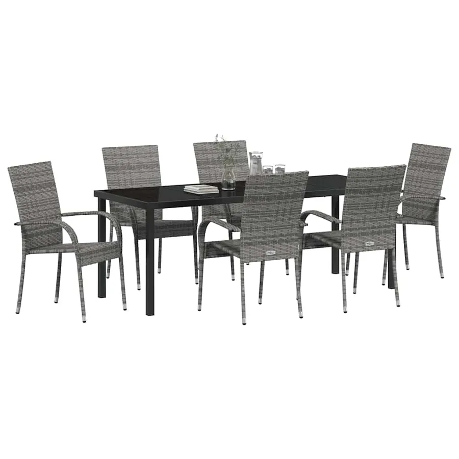Ensemble de salle à manger pour jardin 7 pcs Gris - 3