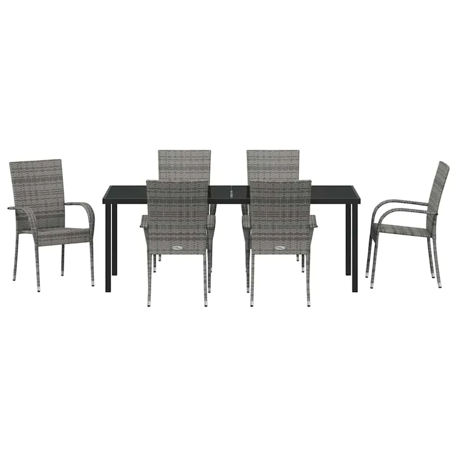 Ensemble de salle à manger pour jardin 7 pcs Gris - 7