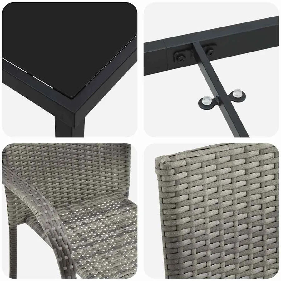 Ensemble de salle à manger pour jardin 7 pcs Gris - 9