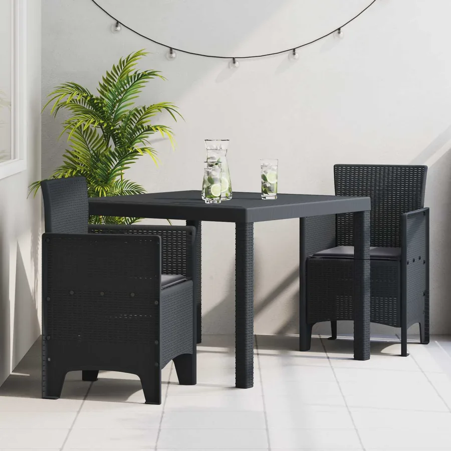 Ensemble de salle à manger pour jardin 3 pcs Anthracite