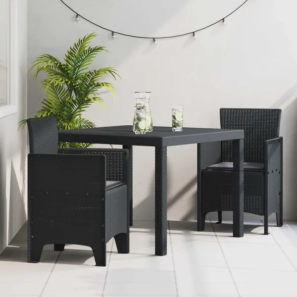 Ensemble de salle à manger pour jardin 3 pcs Anthracite