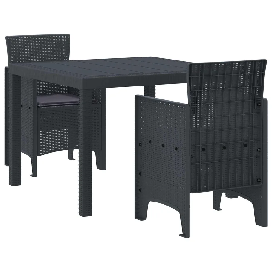 Ensemble de salle à manger pour jardin 3 pcs Anthracite - 2