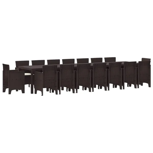 Ensemble de salle à manger de jardin avec coussins 17 pcs