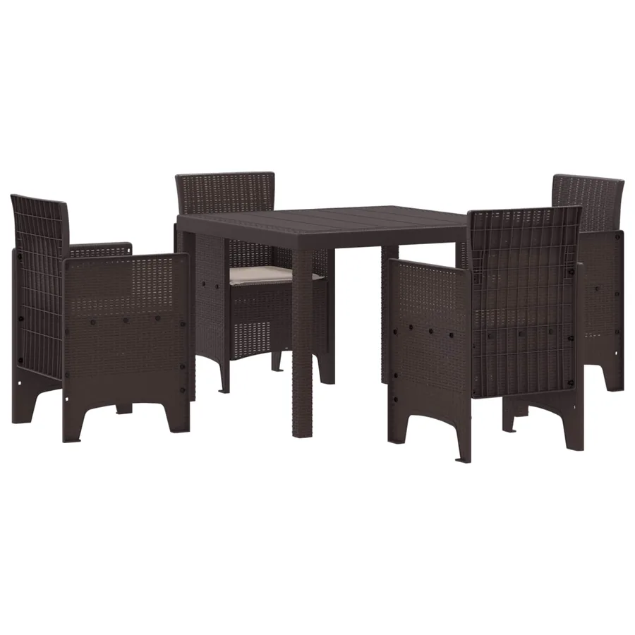 Ensemble de salle à manger pour jardin 5 pcs Marron