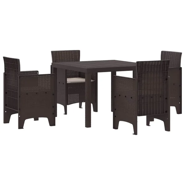 Ensemble de salle à manger pour jardin 5 pcs Marron