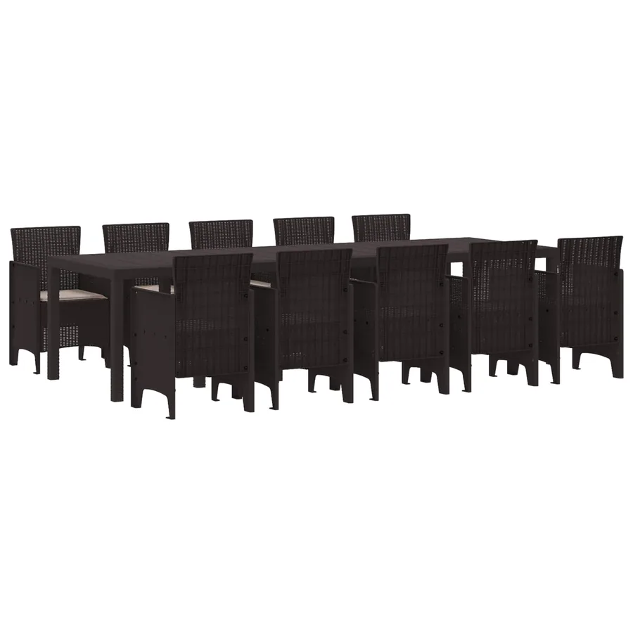 Ensemble de salle à manger pour jardin 11 pcs Marron et Taupe
