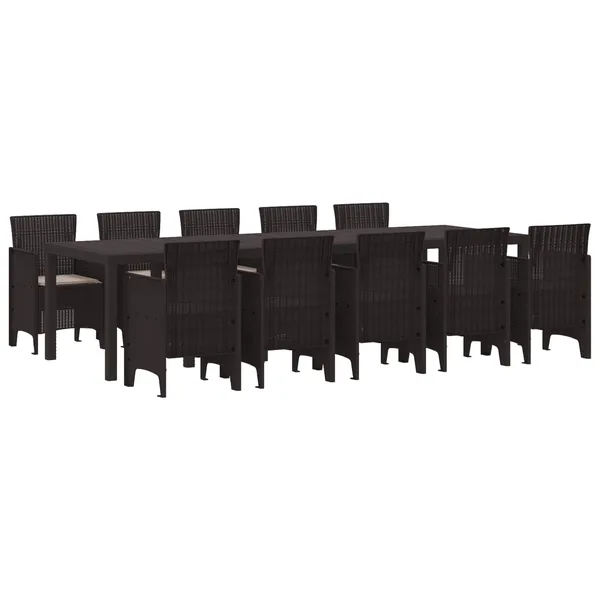 Ensemble de salle à manger pour jardin 11 pcs Marron et Taupe