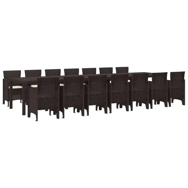 Ensemble de salle à manger de jardin avec coussins 15 pcs