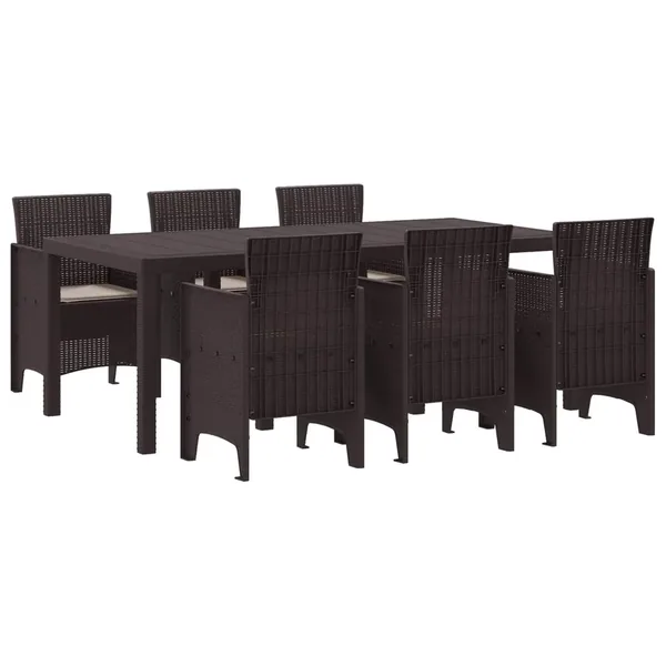 Ensemble de salle à manger pour jardin 7 pcs Marron