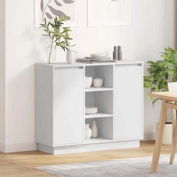 Buffet LED Blanc 90 x 32 x 75 cm Bois d'ingénierie