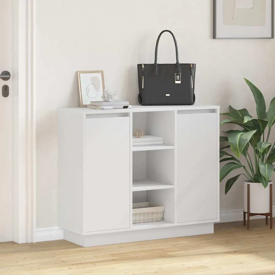 Buffet LED Blanc 90 x 32 x 75 cm Bois d'ingénierie - 5