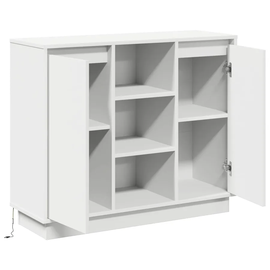 Buffet LED Blanc 90 x 32 x 75 cm Bois d'ingénierie - 7