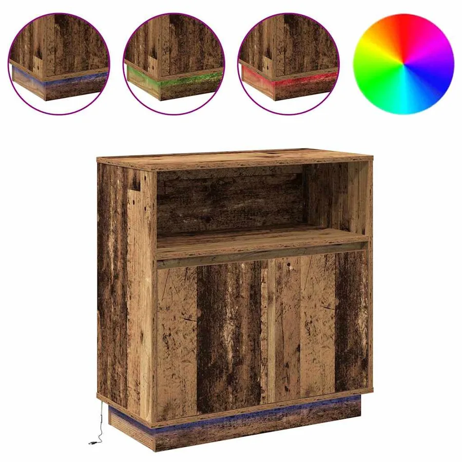 Buffet LED Bois ancien 71 x 34,5 x 75 cm Bois d'ingénierie - 4