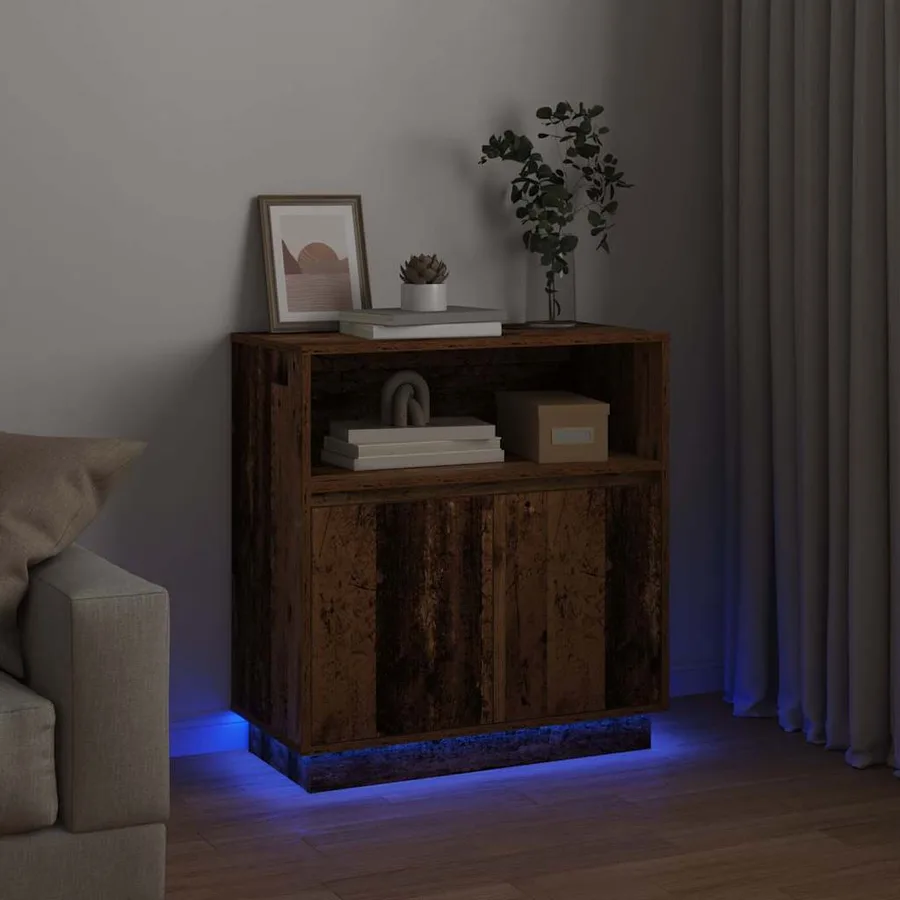Buffet LED Bois ancien 71 x 34,5 x 75 cm Bois d'ingénierie - 6