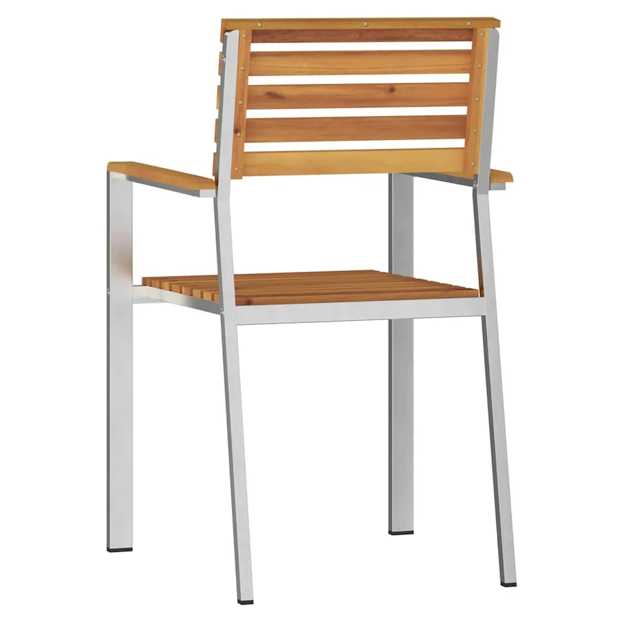 Chaise de jardin 8 pcs Bois d'acacia massif et acier inoxydable - 7
