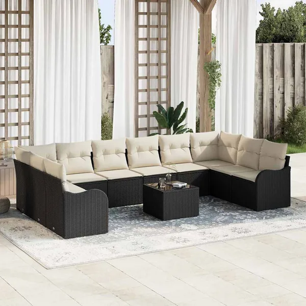 Ensemble de canapé de jardin Noir 55 x 55 x 37 cm polyrotin