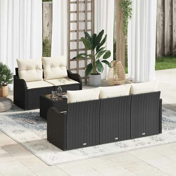 Ensemble de canapé de jardin Noir polyrotin