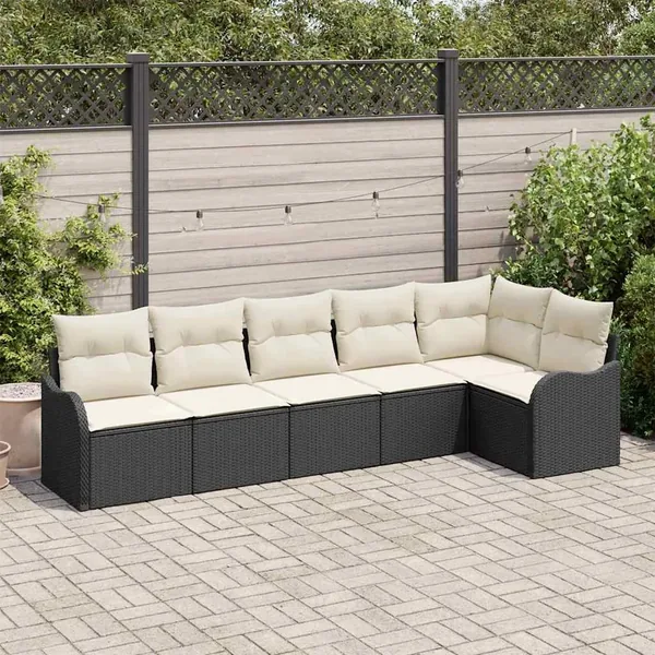 Ensemble de canapé de jardin Noir polyrotin