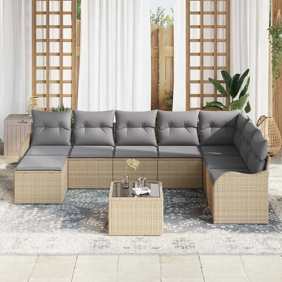 Ensemble de canapé de jardin Beige polyrotin - 3