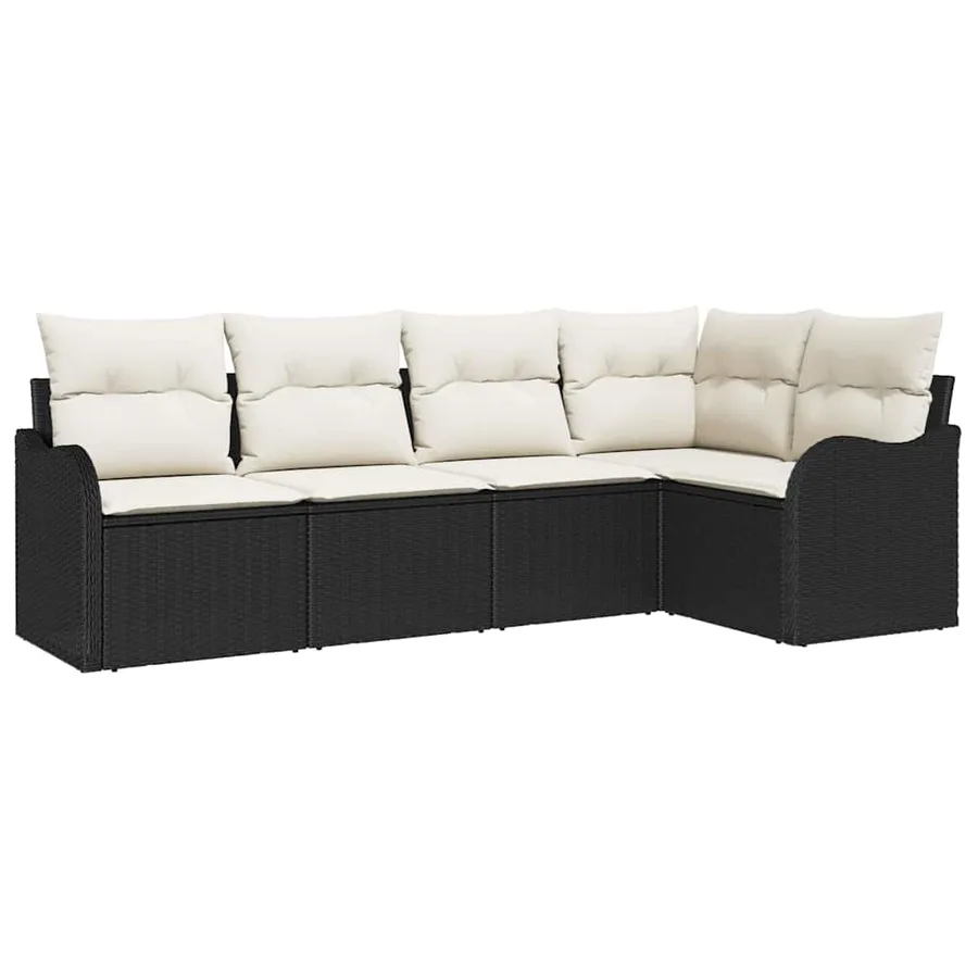 Ensemble de canapé de jardin avec stockage 5 pcs Noir polyrotin - 2