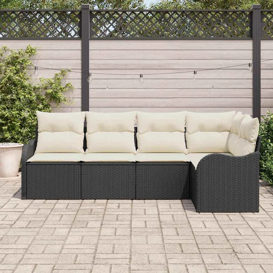 Ensemble de canapé de jardin avec stockage 5 pcs Noir polyrotin - 3