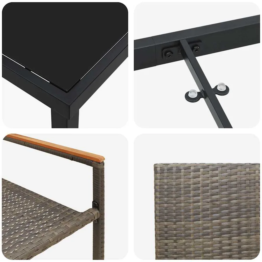 Ensemble de salle à manger pour jardin 9 pcs Gris polyrotin - 9