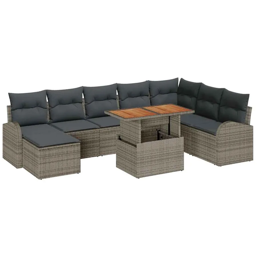 Ensemble de canapé de jardin 9 pcs Gris Poly rotin - 2