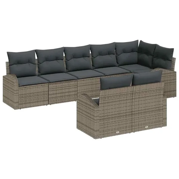 Ensemble de canapé de jardin avec coussin 8 pcs Gris polyrotin