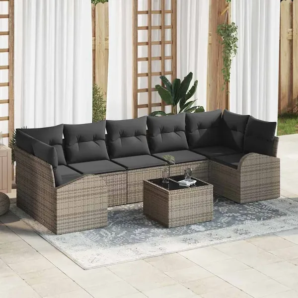Ensemble de canapé de jardin 8 pcs Gris 289 x 124 x 69 cm