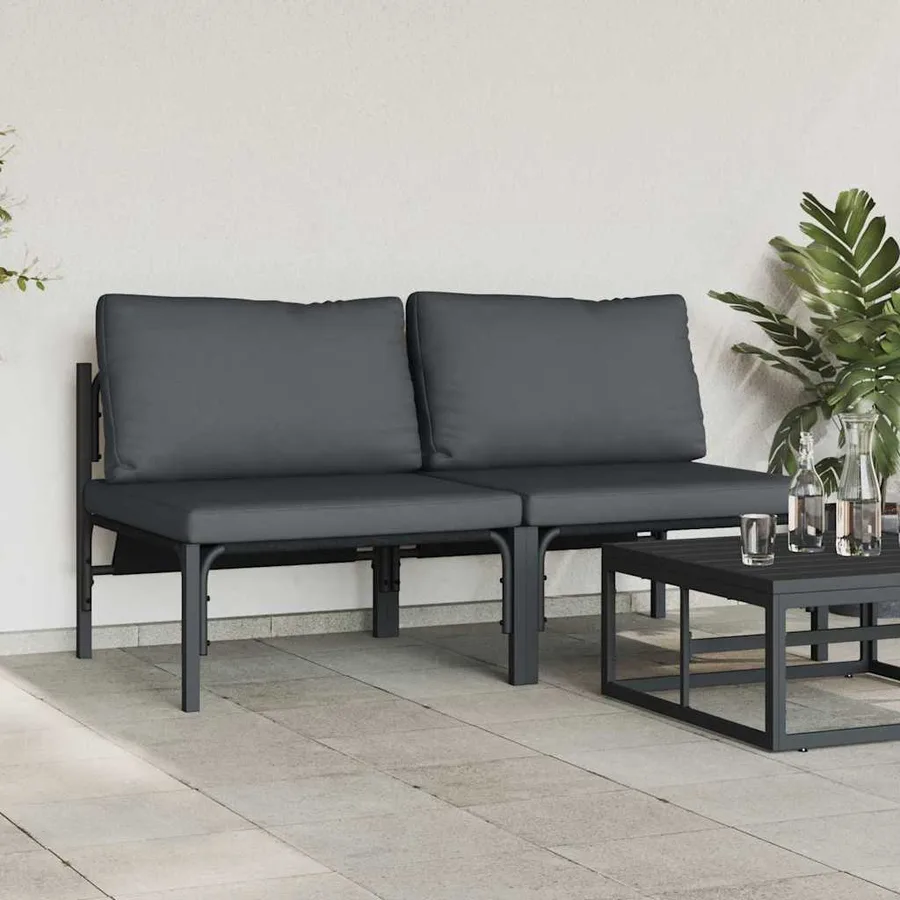 Mobilier de jardin 2 Pièce Anthracite 80 x 80 x 71 cm Acier - 3