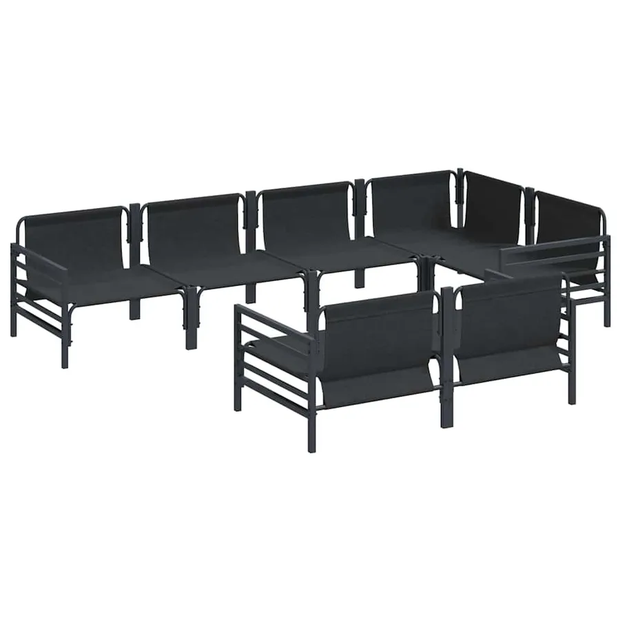 Ensemble de canapé de jardin avec coussin 7 pcs Noir Acier - 6